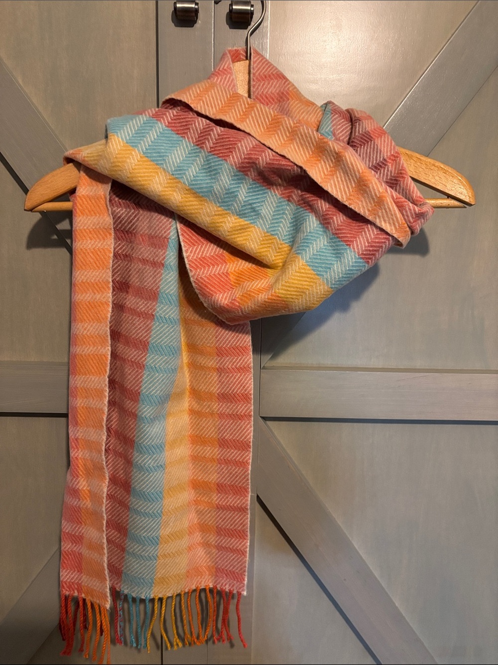 Multi-Color Herringbone Wool Scarf - Home Accents